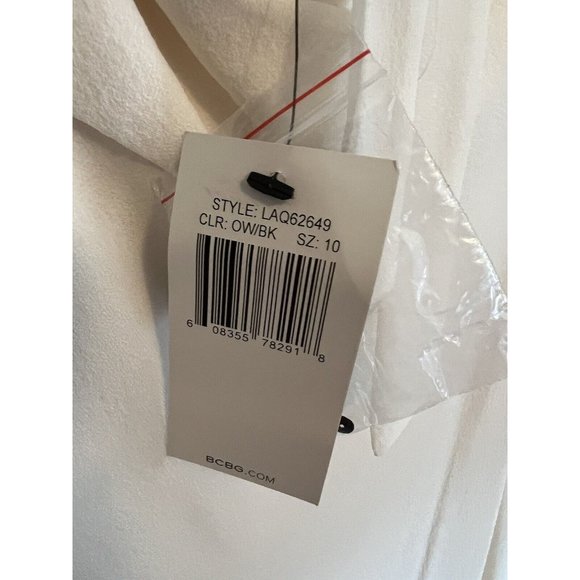 BCBGMAXAZRIA Dress 10 Ivory Black Silk Flowy Wedding Party Cruise NWT $228 - Picture 8 of 12